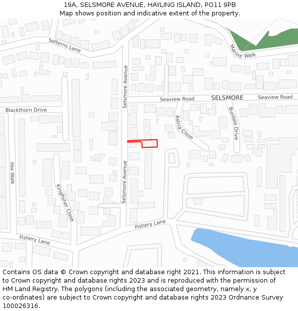 19A, SELSMORE AVENUE, HAYLING ISLAND, PO11 9PB: Location map and indicative extent of plot