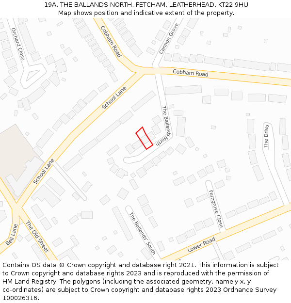 19A, THE BALLANDS NORTH, FETCHAM, LEATHERHEAD, KT22 9HU: Location map and indicative extent of plot