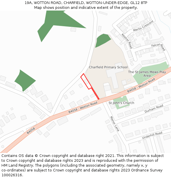19A, WOTTON ROAD, CHARFIELD, WOTTON-UNDER-EDGE, GL12 8TP: Location map and indicative extent of plot