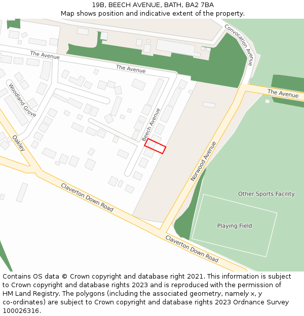 19B, BEECH AVENUE, BATH, BA2 7BA: Location map and indicative extent of plot