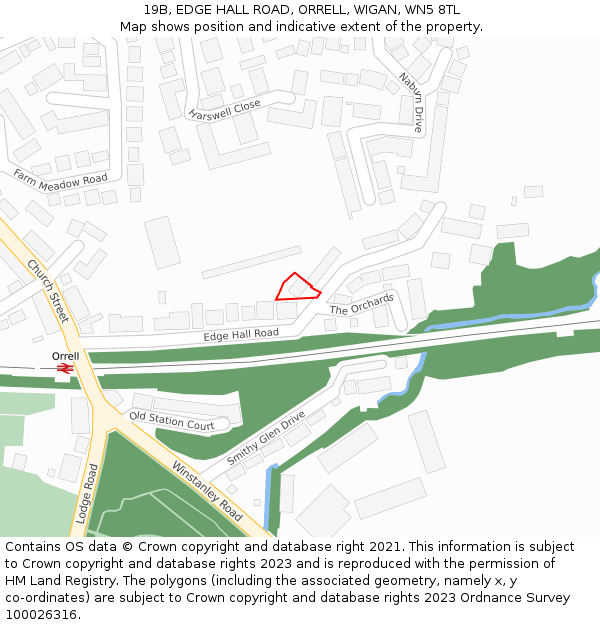 19B, EDGE HALL ROAD, ORRELL, WIGAN, WN5 8TL: Location map and indicative extent of plot