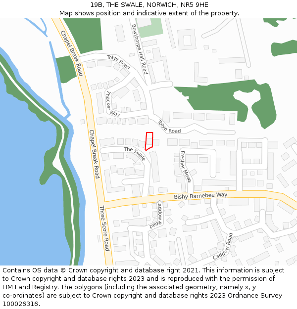 19B, THE SWALE, NORWICH, NR5 9HE: Location map and indicative extent of plot
