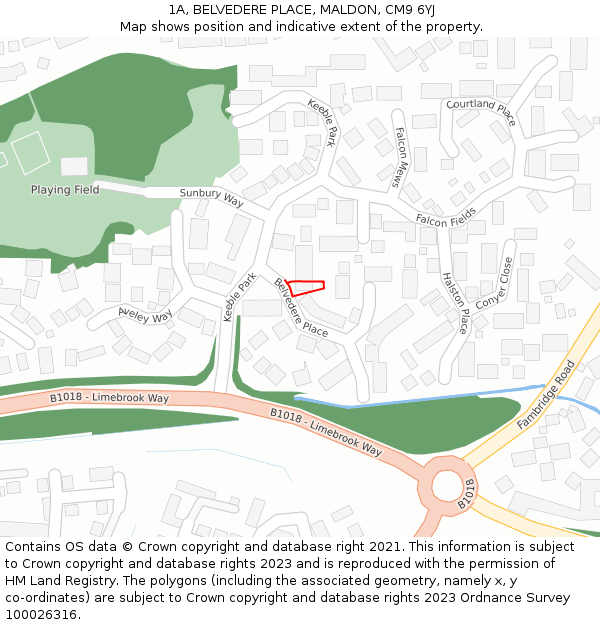 1A, BELVEDERE PLACE, MALDON, CM9 6YJ: Location map and indicative extent of plot