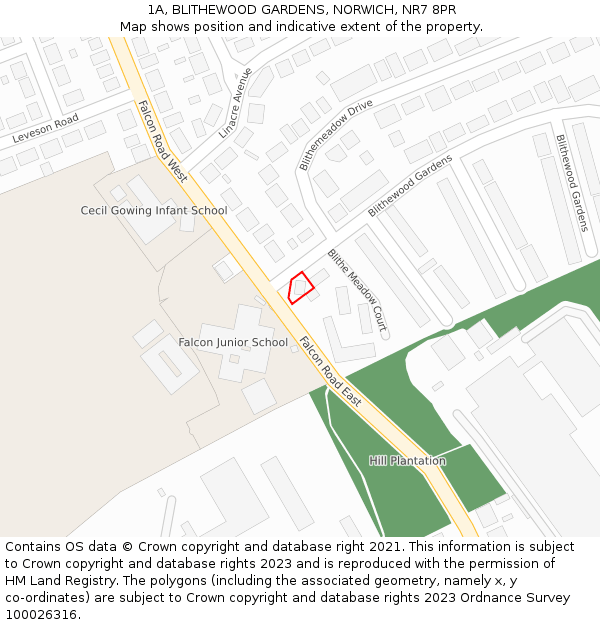 1A, BLITHEWOOD GARDENS, NORWICH, NR7 8PR: Location map and indicative extent of plot