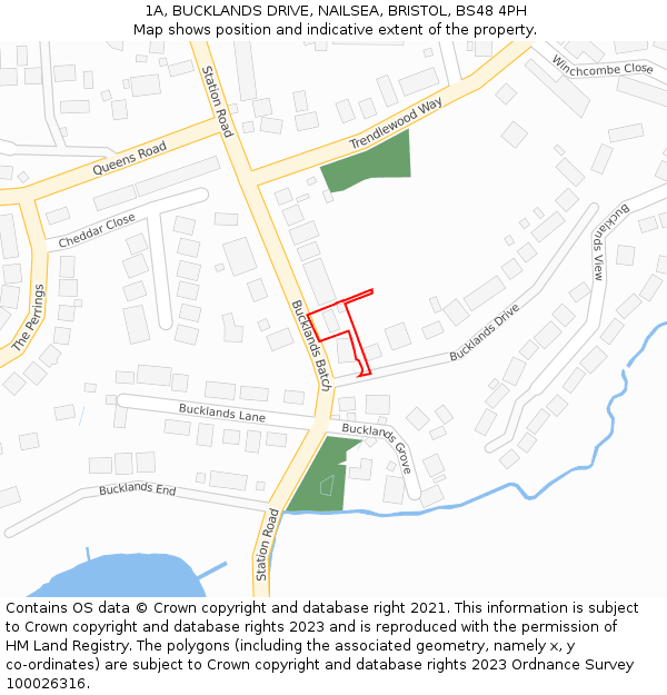 1A, BUCKLANDS DRIVE, NAILSEA, BRISTOL, BS48 4PH: Location map and indicative extent of plot