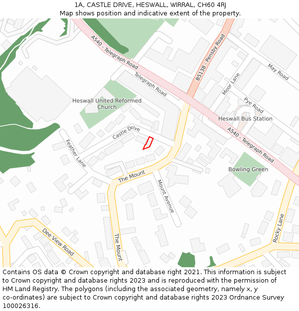 1A, CASTLE DRIVE, HESWALL, WIRRAL, CH60 4RJ: Location map and indicative extent of plot