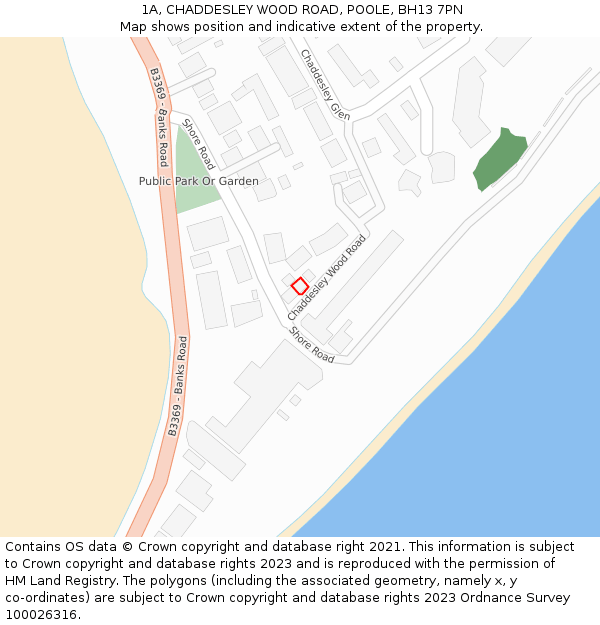 1A, CHADDESLEY WOOD ROAD, POOLE, BH13 7PN: Location map and indicative extent of plot