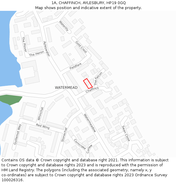 1A, CHAFFINCH, AYLESBURY, HP19 0GQ: Location map and indicative extent of plot