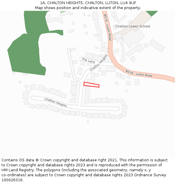 1A, CHALTON HEIGHTS, CHALTON, LUTON, LU4 9UF: Location map and indicative extent of plot