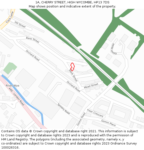1A, CHERRY STREET, HIGH WYCOMBE, HP13 7DS: Location map and indicative extent of plot