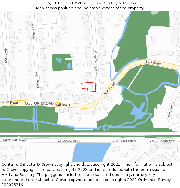 1A, CHESTNUT AVENUE, LOWESTOFT, NR32 3JA: Location map and indicative extent of plot