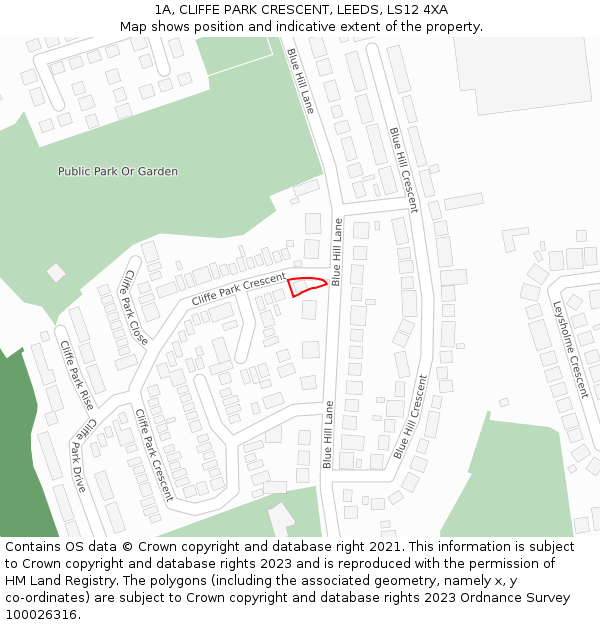 1A, CLIFFE PARK CRESCENT, LEEDS, LS12 4XA: Location map and indicative extent of plot