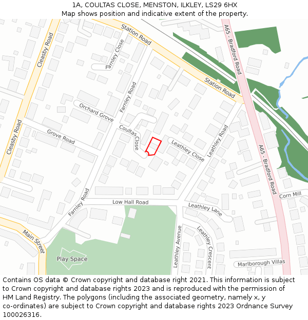 1A, COULTAS CLOSE, MENSTON, ILKLEY, LS29 6HX: Location map and indicative extent of plot