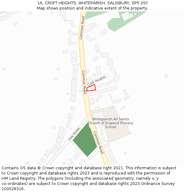1A, CROFT HEIGHTS, WHITEPARISH, SALISBURY, SP5 2SY: Location map and indicative extent of plot
