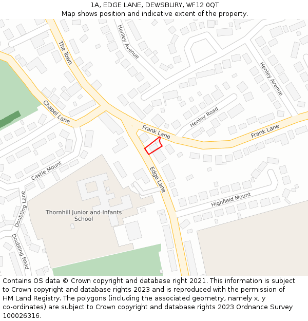 1A, EDGE LANE, DEWSBURY, WF12 0QT: Location map and indicative extent of plot