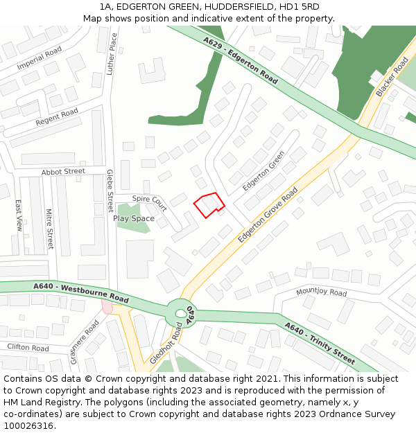 1A, EDGERTON GREEN, HUDDERSFIELD, HD1 5RD: Location map and indicative extent of plot