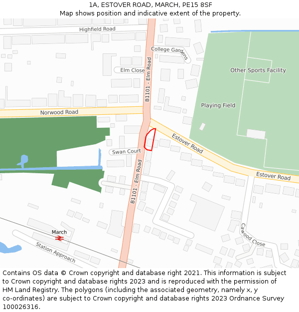 1A, ESTOVER ROAD, MARCH, PE15 8SF: Location map and indicative extent of plot