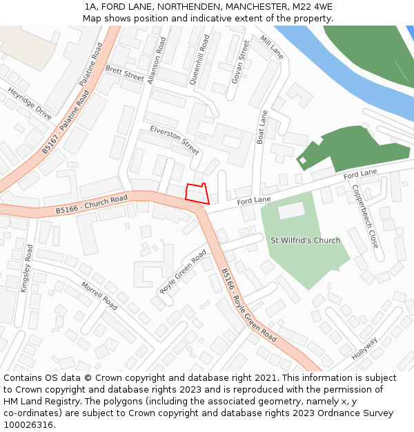 1A, FORD LANE, NORTHENDEN, MANCHESTER, M22 4WE: Location map and indicative extent of plot