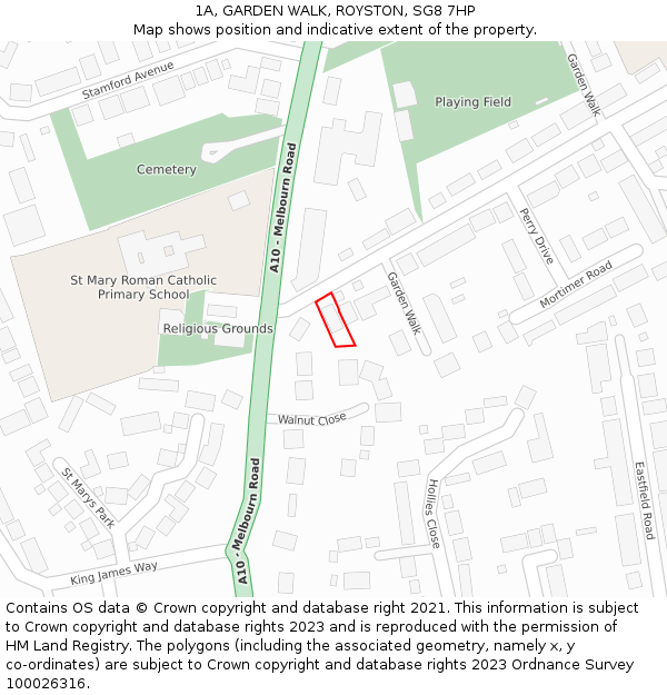 1A, GARDEN WALK, ROYSTON, SG8 7HP: Location map and indicative extent of plot