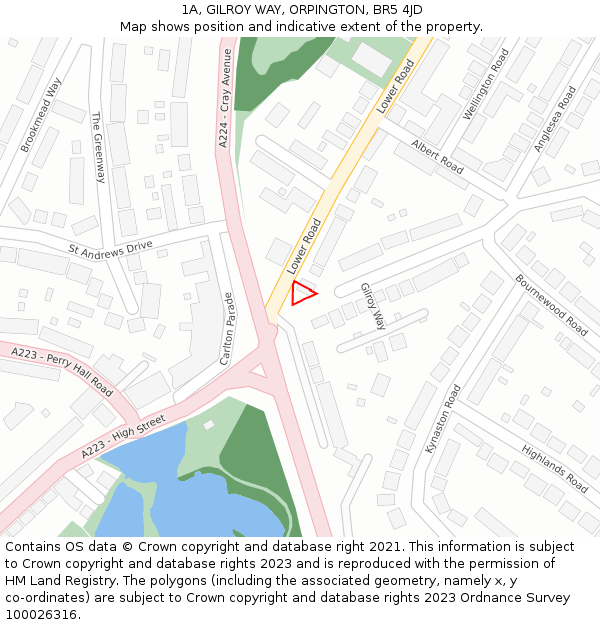 1A, GILROY WAY, ORPINGTON, BR5 4JD: Location map and indicative extent of plot