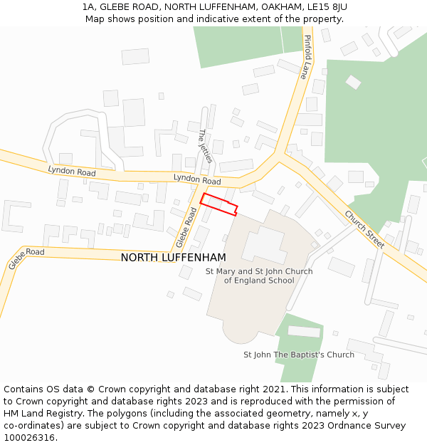 1A, GLEBE ROAD, NORTH LUFFENHAM, OAKHAM, LE15 8JU: Location map and indicative extent of plot