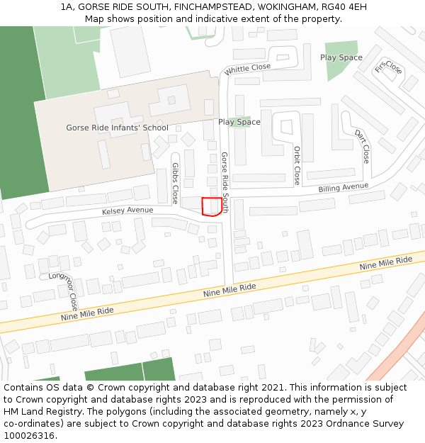 1A, GORSE RIDE SOUTH, FINCHAMPSTEAD, WOKINGHAM, RG40 4EH: Location map and indicative extent of plot