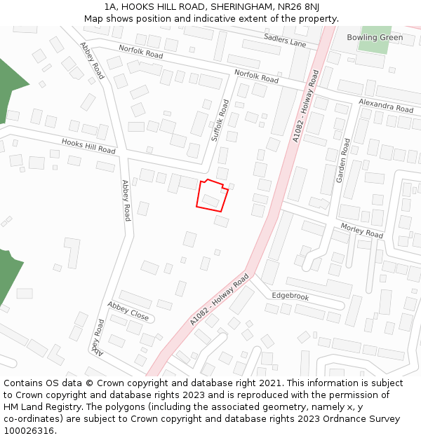 1A, HOOKS HILL ROAD, SHERINGHAM, NR26 8NJ: Location map and indicative extent of plot