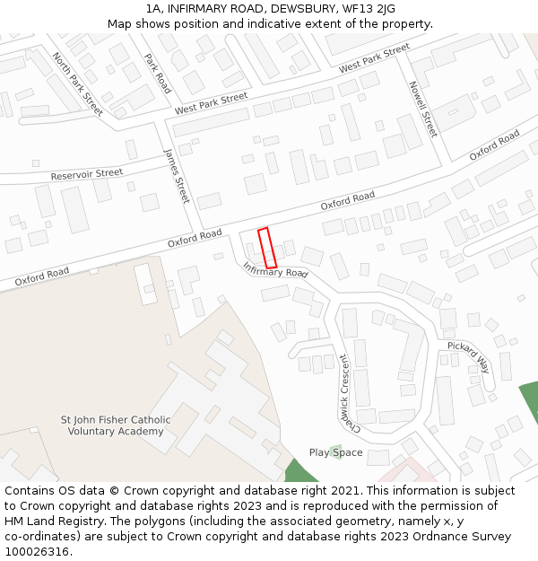 1A, INFIRMARY ROAD, DEWSBURY, WF13 2JG: Location map and indicative extent of plot