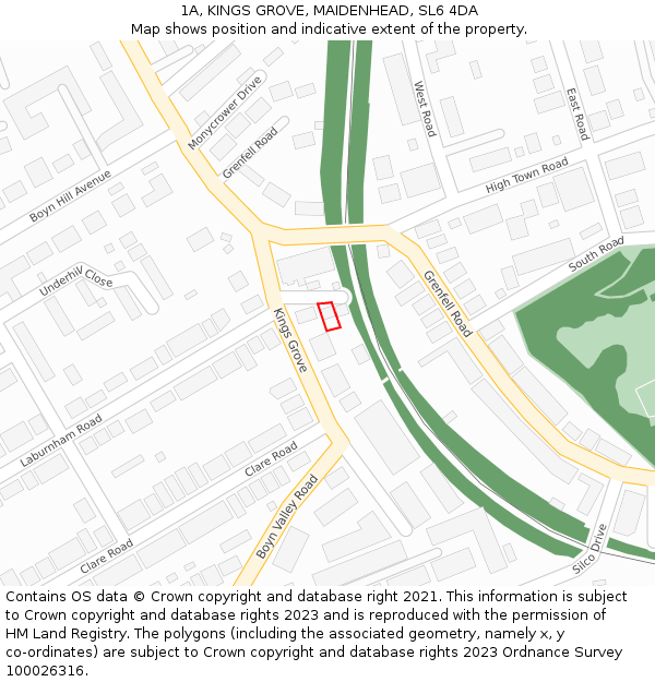 1A, KINGS GROVE, MAIDENHEAD, SL6 4DA: Location map and indicative extent of plot