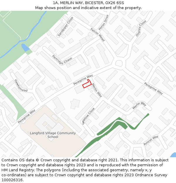 1A, MERLIN WAY, BICESTER, OX26 6SS: Location map and indicative extent of plot