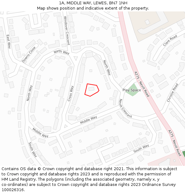 1A, MIDDLE WAY, LEWES, BN7 1NH: Location map and indicative extent of plot