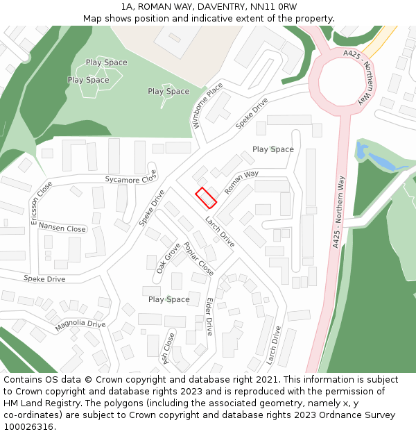 1A, ROMAN WAY, DAVENTRY, NN11 0RW: Location map and indicative extent of plot