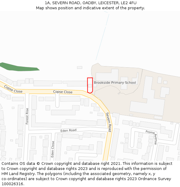 1A, SEVERN ROAD, OADBY, LEICESTER, LE2 4FU: Location map and indicative extent of plot