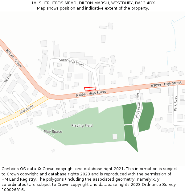 1A, SHEPHERDS MEAD, DILTON MARSH, WESTBURY, BA13 4DX: Location map and indicative extent of plot