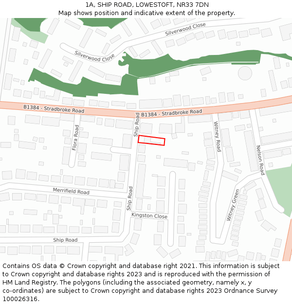 1A, SHIP ROAD, LOWESTOFT, NR33 7DN: Location map and indicative extent of plot