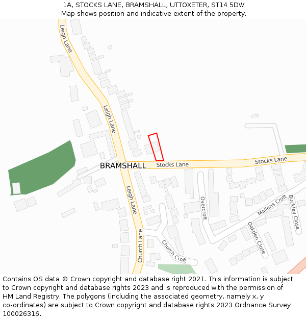 1A, STOCKS LANE, BRAMSHALL, UTTOXETER, ST14 5DW: Location map and indicative extent of plot