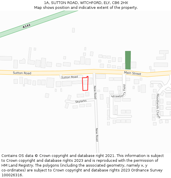1A, SUTTON ROAD, WITCHFORD, ELY, CB6 2HX: Location map and indicative extent of plot