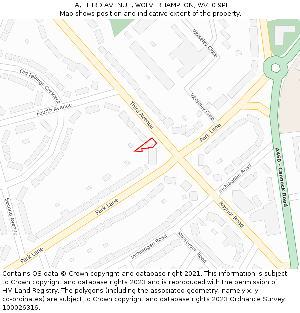1A, THIRD AVENUE, WOLVERHAMPTON, WV10 9PH: Location map and indicative extent of plot