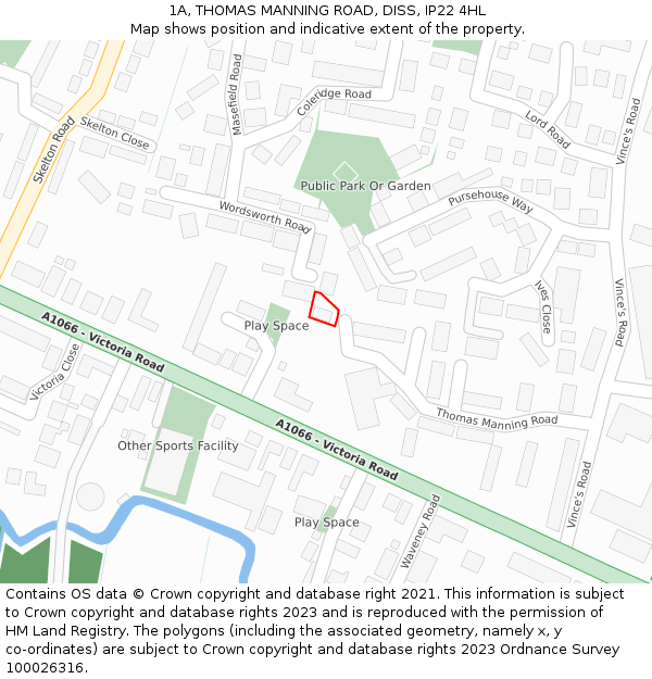 1A, THOMAS MANNING ROAD, DISS, IP22 4HL: Location map and indicative extent of plot