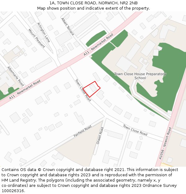 1A, TOWN CLOSE ROAD, NORWICH, NR2 2NB: Location map and indicative extent of plot