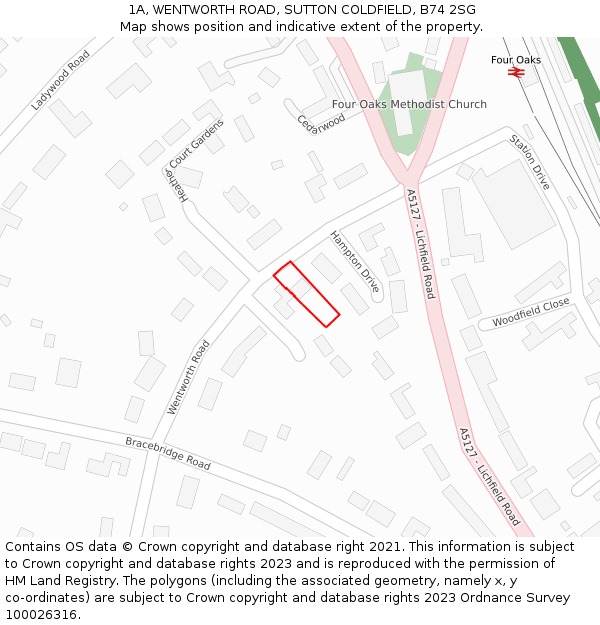 1A, WENTWORTH ROAD, SUTTON COLDFIELD, B74 2SG: Location map and indicative extent of plot