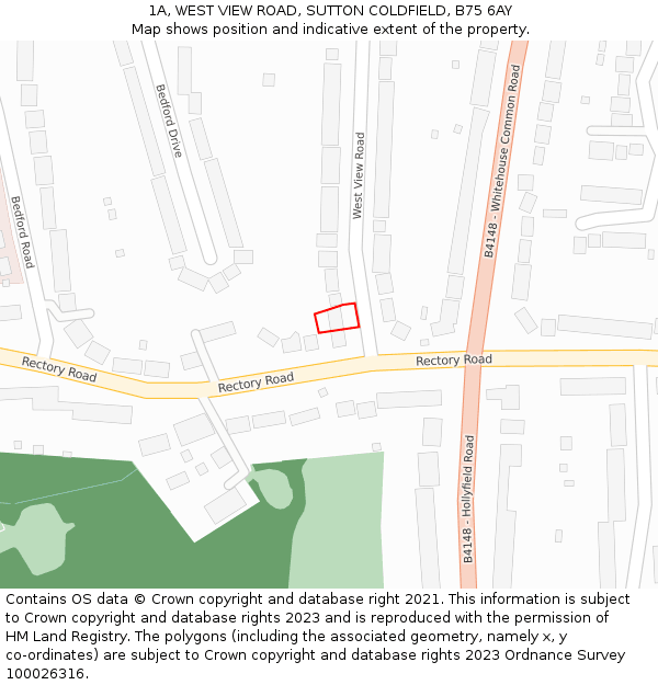 1A, WEST VIEW ROAD, SUTTON COLDFIELD, B75 6AY: Location map and indicative extent of plot