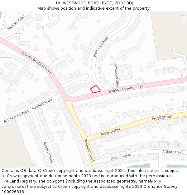 1A, WESTWOOD ROAD, RYDE, PO33 3BJ: Location map and indicative extent of plot