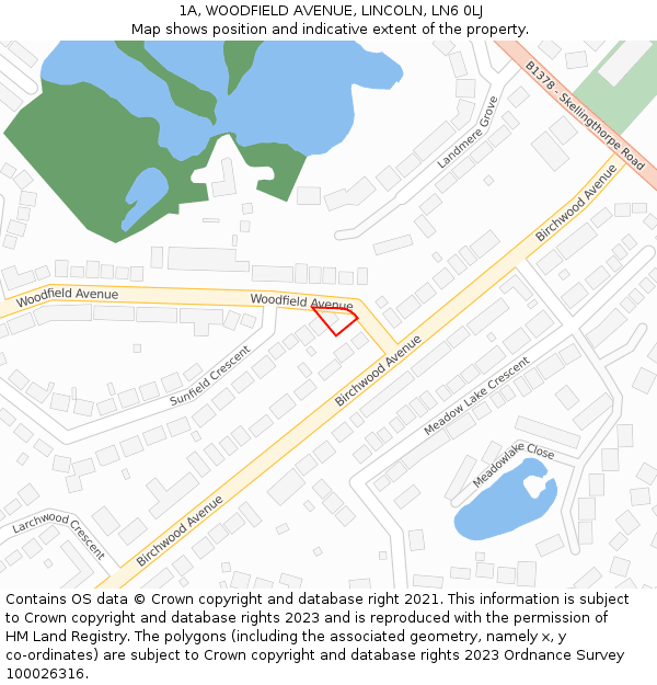1A, WOODFIELD AVENUE, LINCOLN, LN6 0LJ: Location map and indicative extent of plot