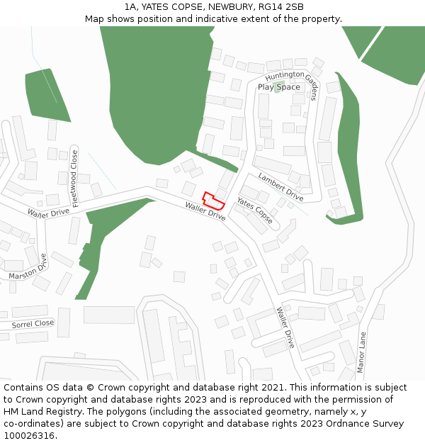 1A, YATES COPSE, NEWBURY, RG14 2SB: Location map and indicative extent of plot