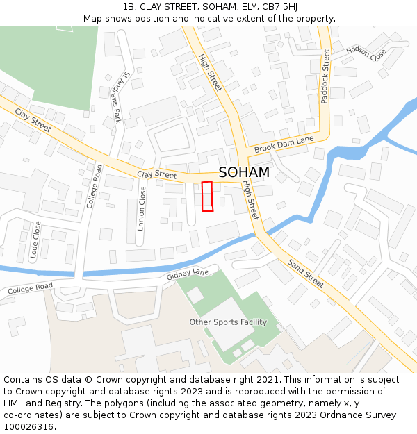 1B, CLAY STREET, SOHAM, ELY, CB7 5HJ: Location map and indicative extent of plot