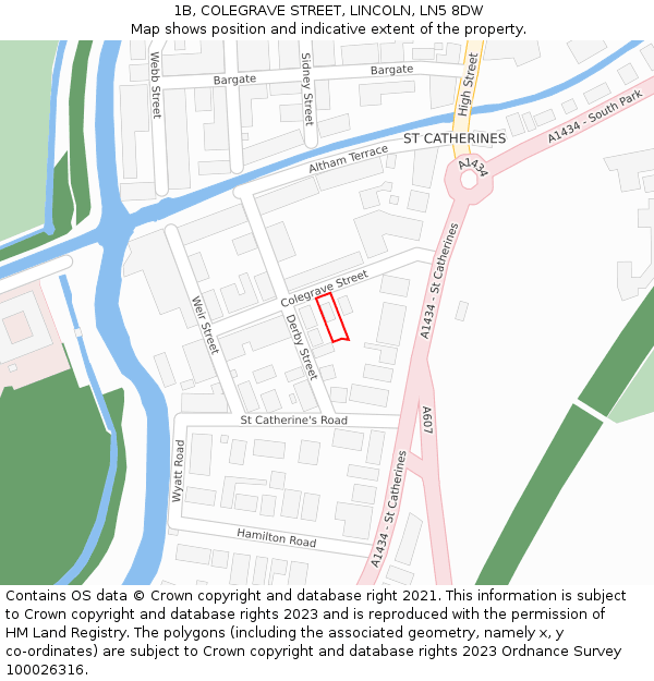 1B, COLEGRAVE STREET, LINCOLN, LN5 8DW: Location map and indicative extent of plot
