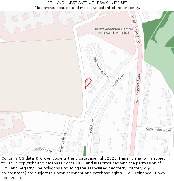 1B, LYNDHURST AVENUE, IPSWICH, IP4 5RT: Location map and indicative extent of plot