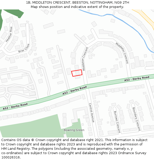 1B, MIDDLETON CRESCENT, BEESTON, NOTTINGHAM, NG9 2TH: Location map and indicative extent of plot