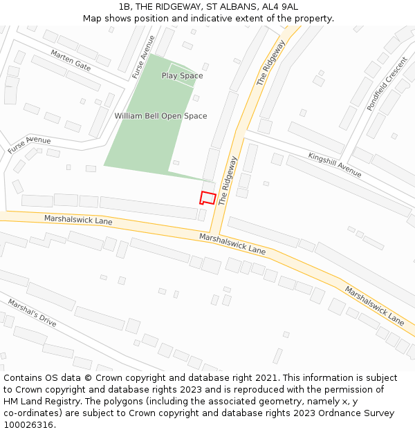 1B, THE RIDGEWAY, ST ALBANS, AL4 9AL: Location map and indicative extent of plot